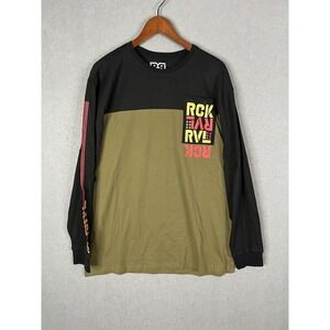 Rock Revival Long Sleeve Pullover‎ T-shirt Black Army Green Cotton Mens Sz XL